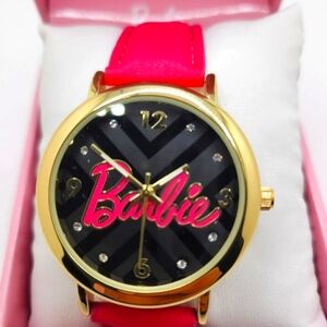NEW Barbie Girly Hot Pink and Gold Logo Watch with Adjustable Band